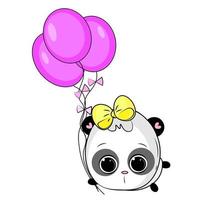 illustratie van tekenfilm schattig panda met ballonnen vector