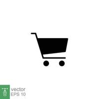 boodschappen doen kar icoon. gemakkelijk solide stijl voor web sjabloon en app. winkel, kleinhandel, karretje, mand, tas, op te slaan. zwart silhouet, glyph symbool. vector illustratie ontwerp Aan wit achtergrond. eps 10.