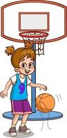 vector illustratie van kind spelen basketbal