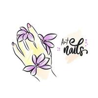 delicaat bloemen Aan de hand- met een mooi manicuren, hand- belettering vector