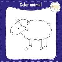 schattig tekenfilm dier - kleur bladzijde voor kinderen. leerzaam spel voor kinderen. vector illustratie. kleur schapen