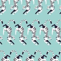 naadloos patroon met hand- getrokken exotisch groot kat wit tijger, Aan licht blauw achtergrond. kleurrijk vlak vector illustratie