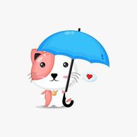 schattige kat met een paraplu vector