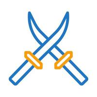 zwaard icoon duokleur blauw oranje stijl leger illustratie vector leger element en symbool perfect.