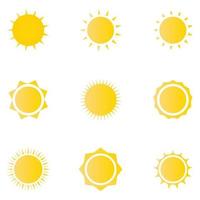 een reeks van geel zon pictogrammen vector