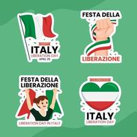 Italië bevrijding dag etiket vlak tekenfilm hand- getrokken Sjablonen achtergrond illustratie vector