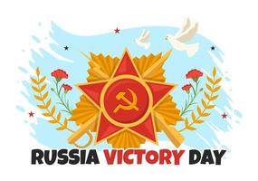Russisch zege dag Aan mei 9 illustratie met medaille ster van de held en Super goed patriottisch oorlog in vlak tekenfilm hand- getrokken voor landen bladzijde Sjablonen vector