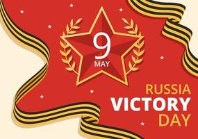 Russisch zege dag Aan mei 9 illustratie met medaille ster van de held en Super goed patriottisch oorlog in vlak tekenfilm hand- getrokken voor landen bladzijde Sjablonen vector