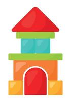 toren gebouw blokken kinderen speelgoed- icoon tekenfilm vector illustratie