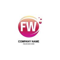 fw eerste logo met kleurrijk cirkel sjabloon vector