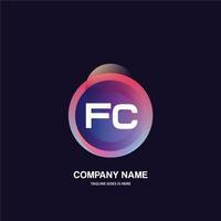 fc eerste logo met kleurrijk cirkel sjabloon vector