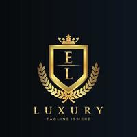 el brief eerste met Koninklijk luxe logo sjabloon vector