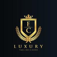 ec brief eerste met Koninklijk luxe logo sjabloon vector