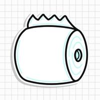 schattig toilet papier sticker. vector hand- getrokken tekenfilm kawaii karakter illustratie icoon. geïsoleerd Aan blauw achtergrond. toilet papier karakter concept