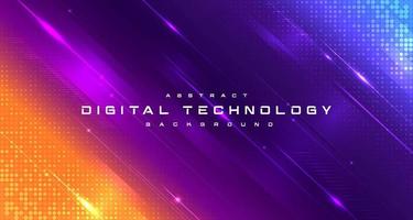 digitaal technologie banier Purper oranje achtergrond concept, cyber technologie, abstract hi-tech, innovatie toekomst gegevens, internet netwerk, ai groot gegevens, lijnen dots verbinding, illustratie vector