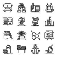 pakket onderwijs lineaire pictogrammen vector