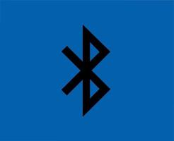 Bluetooth icoon logo software telefoon symbool zwart ontwerp mobiel vector illustratie met blauw achtergrond