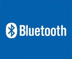 Bluetooth icoon logo symbool met naam wit ontwerp vector illustratie met blauw achtergrond