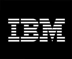 ibm merk symbool software computer logo wit ontwerp vector illustratie met zwart achtergrond