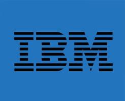 ibm merk symbool software computer logo zwart ontwerp vector illustratie met blauw achtergrond