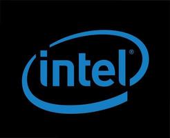 Intel merk logo symbool blauw ontwerp software computer vector illustratie met zwart achtergrond