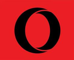 opera browser logo merk symbool zwart ontwerp software illustratie vector met rood achtergrond