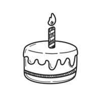 verjaardag taart vector illustratie in schattig tekening tekening stijl
