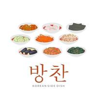 vector illustratie logo reeks van Koreaans kant gerechten of banchan geserveerd in klein wit kommen