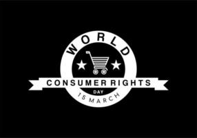 wereld klant rechten dag winkel logo ontwerp met boodschappen doen kar vector illustratie. boodschappen doen logo ontwerp sjabloon.