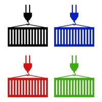 set van vrachtcontainers op witte achtergrond vector