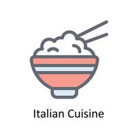 Italiaans keuken vector vullen schets pictogrammen. gemakkelijk voorraad illustratie voorraad