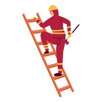 redden Mens gebruik ladder icoon tekenfilm vector. veiligheid persoon vector