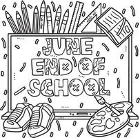 laatste dag van school- juni kleur bladzijde voor kinderen vector