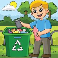 jongen recycling gekleurde tekenfilm illustratie vector