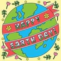 gelukkig aarde dag gekleurde tekenfilm illustratie vector