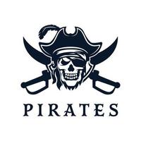 schedel piraten logo met retro stijl monochroom ontwerp. vector