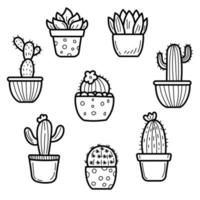 reeks van schattig cactus tekening illustraties vector