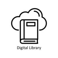 digitaal bibliotheek vector schets pictogrammen. gemakkelijk voorraad illustratie voorraad