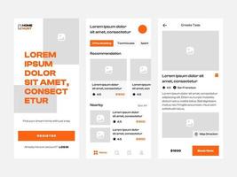 schoon ui ux ontwerp sjabloon vector. geschikt voor mobiel toepassing streaming films, voedsel levering, reizend, en boodschap. vector