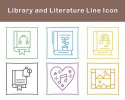 bibliotheek en literatuur vector icoon reeks