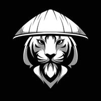 tijger boerenhoed mascotte logo ontwerp vector
