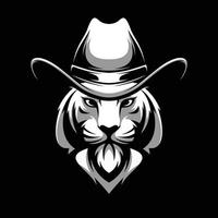 tijger cowboy mascotte logo ontwerp vector