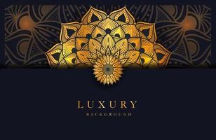 luxe achtergrond met gouden islamitische arabesque mandala ornament op donkere ondergrond vector