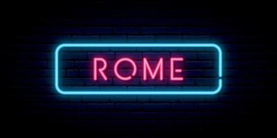 Rome neon teken. helder licht uithangbord. vector spandoek.