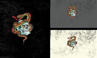 hoofd schedel en slang vector illustratie mascotte ontwerp