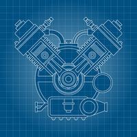 Auto motor lijntekening achtergrond vector