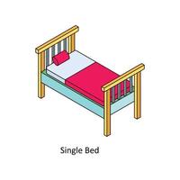 single bed vector isometrische pictogrammen. gemakkelijk voorraad illustratie voorraad