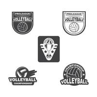 volley bal club logo en insigne vector icoon illustratie