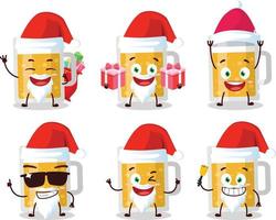 de kerstman claus emoticons met mok van bier tekenfilm karakter vector