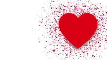 rood hart element met roze hart confetti geïsoleerd Aan wit achtergrond. vlak decoratie voor ontwerp van valentijnsdag dag, moeder dag, vrouwen dag. groet kaart, bruiloft uitnodiging, verjaardag vector